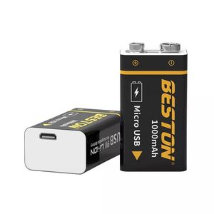 Beston Hızlı Şarj USB 9V Lityum Pil Şarj Edilebilir Pil 1000mah