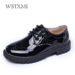 Kids Genuine Leather Wedding Dress Shoes For Girls Boys Children Black School Performance Formal Flat Loafer Moccasins