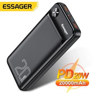 Essager Power Bank 20000MAH Внешний аккумулятор 20000 MAH PowerBank PD 20W Fast Зарядка Портативное зарядное устройство для iPhone Poverbank