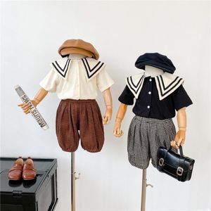 Conjuntos de roupas para crianças roupas espanholas bebê menina roupas de verão crianças duas peças criança meninos shorts e top conjunto estilo coreano roupa infantilpano