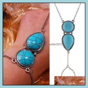 Cazibe bilezik elleri el takı el yapımı parmak mitten bilek zinciri köle bileklik bohemia turquoise damla teslimat 20 dhseller2010 dhahh