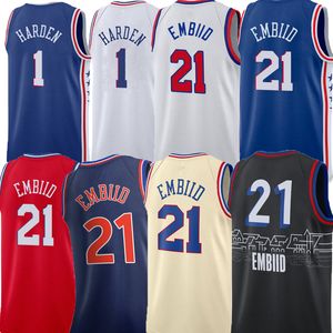 Mens Basketbol Jersey Joel Embiid 1 James Harden 0 Tyrese Maxey 20 Georges Niang 7 Isaiah Joe 3 Allen Iverson Tobias Harris 12 Mac McClung Gömlek Forması