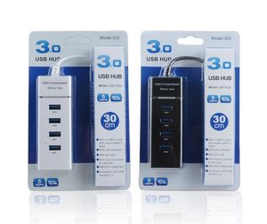 USB HUB Kablo Adaptörü 4 bağlantı noktası 3.0 Dock Hızlı Aktarım Ayırıcı 4 Arada 1 Uzatma Veri Aktarım Kablosu PC MacBook Dizüstü Bilgisayar HAB Perakende Paketleri ile