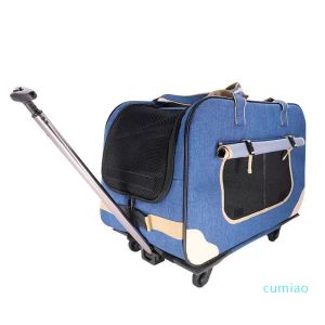 Bavullar! Katlanabilir Pet Haddeleme Bagaj Çantası Spinner CatDog Tekerlekler 22 inç Taşıma Evcil Çanta Arabası Seyahat Çantaları