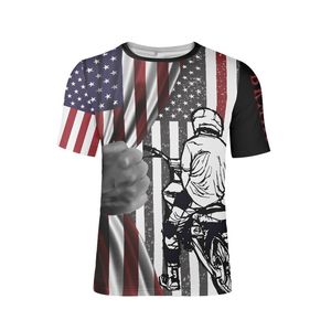Amerikan bayrağı desen ABD Toptan Büyük Boyut T-Shirt Boy Yaz Yüceltme Baskı Polyester Tatil Plaj Parti Jersey Apparel 220609