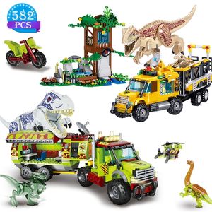 Ideas Tyrannosaurus Transport Truck Model Famous Movie Jurassic World Dinosaur Building Blocks Children s Toys Birthday Gifts 220715