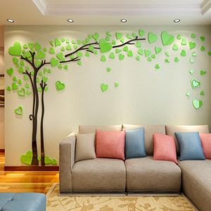 Wandaufkleber, Liebesherz, großer Baum, 3D-DIY-Acryl-Tapeten-Wandbilder für Heimdekoration, Wohnzimmer, Hintergrund, Malerei, Aufkleber, Poster