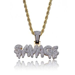 Colares com Pingente Homens Iced Out SAVAGE Carta Colar Ouro Prata Cor Completo Pave CZ Cristal Zircônia Hip Hop Presente Para Mulheres Pingente