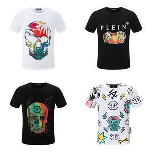 T Shirt Tasarımcı Plein Marka Erkek ve Kadınlar Kısa Kollu Tee Mektup Hayvan Baskı Yuvarlak Boyun Sokağı Moda Günlük Giyim