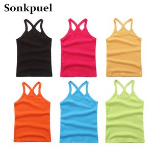 2-11Y Girls Casual Vest Children Summer Clothing Kids Baby Boy Sleeveless Tops Solid Color T-shirt Tees Outfit Toddler 20 Pcs Wholesale