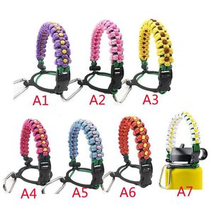 Paracord Tutucu Taşıyıcı Hayatta Kalma Kayış Kablosu Güvenlik Halkası Plastik Halkalar ve 12oz-64oz Geniş Ağız Su Şişesi için Karabiner 0510