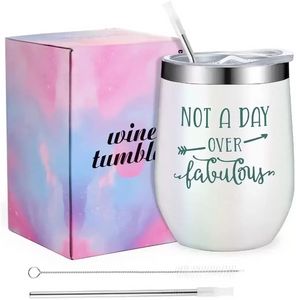 Şarap Tumbler Cups Kadınlar İçin Hediye 12 Oz Şarap Tumbler Kapak Tumbeler Su Gözlükleri Şarap Şampanya Gözlükleri Paslanmaz Çelik Tumbler STEMLEST CUPS 0521