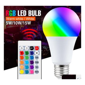 LED ampuller BBS E27 Akıllı Kontrol RGB Işık Dimmable 5W 10W 15W RGBW LAMP COLRF BB Sıcak Beyaz Dekor Ev Bırak Teslimat Işığı Dhfkm
