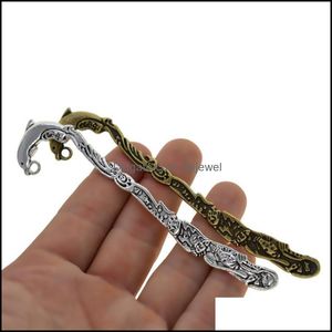 Takılar Takı Bulguları Bileşenleri 10 PCS Retro Sier Bronz Klasik Basit Alaşım Metal 5 İnç Boş Boncuk Deniz Deniz Yunus Bookmark D