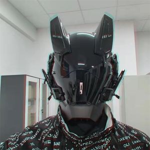 Cyberpunk Maske Cosplay Maski Siyah Samurai Savaşları Kamen Rider Maskeleri Cadılar Bayramı Fit Partisi Coolplay Hediyesi 220711