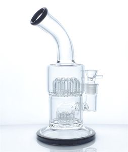 Двойное дерево Perc Filter Glass Bong Hokah 18 мм Женская разъема масляная установка пузырьковая трубка с чашей