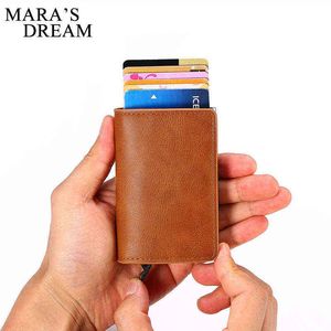 Mara's Dream Business Id Kredi Kartı Sahibi Erkek ve Kadın Metal Rfid Vintage Alüminyum Kutu PU Deri Cüzdan Not Karbon 220520