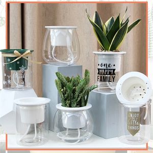 Self Watering Planter Pots Mini Round Design Succulent Plant Pot Indoor Home Garden Modern Decorative Pot Garden Supplies FU 220714