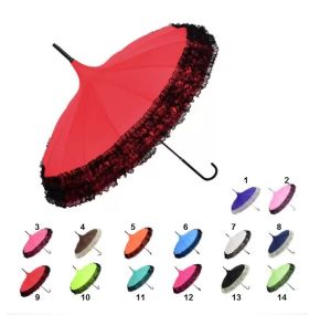 Guarda-chuvas feminino moda 16k pagode renda parasol princesa