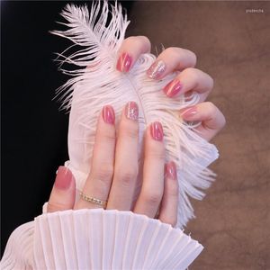 Ложные гвозди 24шт -псевдоновочные розовые носить короткое полное полное покрытие женское искусство для ногтей маникюр