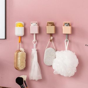 Creative Cat Hook Cute Seamless Dormitory Bedroom Door Hangers Hooks Key Umbrella Towel Cap Coat Rack Wall Decoration CCB15114