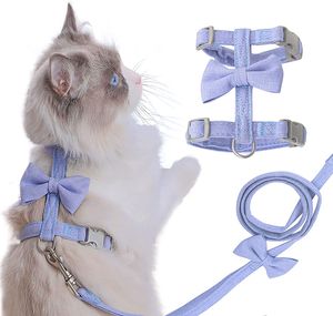 Cat Vest Harness and Leashes Escape Proof Mesh Breathable Adjustable Vest Harnesses for Cats H-Diagonal pull Walking Suit Pet Kitten Puppy Rabbit Ferret S Blue B71