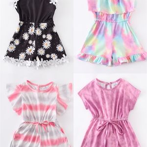 Girlymax Spring Summer Milk Silk Baby Kids Tie Dye Daisy Stripe One Piece одежда для комбинезон