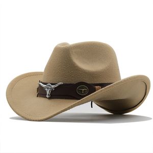 Yeni Wome Erkekler Batı Kovboy Fedora şapkası siyah yün Chapeu Partisi Top Hat Gentleman Jazz Sombrero Hombre Cap Dad Cowgirl Hats