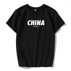 Мужские футболки Ретро Топы Мода с коротким рукавом Лето Китай Письмо Печать футболки Мужчины Женщины Хлопок футболка для 2022 Женщина