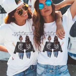 Arkadaş Baskı T-Shirts Kadınlar Sıradan 90'lar Moda Trendi Giysileri Grafik Tshirt Üstü Kadın Yaz Kısa Kollu Tee T-Shirt Hediye 220506