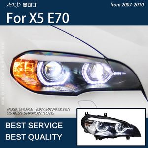 X5 E70 2007-2010 için diğer aydınlatma sistemi araba ışıkları LED Otomatik Far Montaj Yükseltme Angel Göz Projektör Lens Araçları Aksesuarlar Kit FAC
