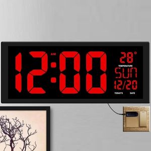 Txl Yeni Kırmızı LED Duvar Saati, Masa Saati, Çift Kullanımlı Ofis Dekoru USB Modern Tasarım Ev Büyük Saatler Büyük Rakamlar AB / ABD Güç Fiş Y200110