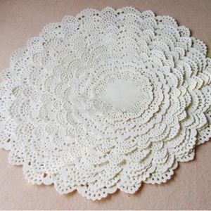 Mats Pads 100pcs 11.4-26.7cm Sevimli Yuvarlak Dantel Kağıt Doilies Craft Cake Placemat Düğün Doğum Balo Partisi Diy dekorasyonMats