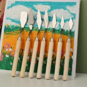 7Pcs/Set Stainless Steel Oil Painting Knives Artist Crafts Spatula Palette Knife Oil Paintings Mixing Knifes Scraper Art Kitchen Tools