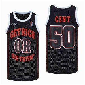 Nikivip Custom Cent #50 Herren-Basketballtrikot, G Unit Get Rich or Die Tryin' Hip Hop, genäht, S-4XL, beliebiger Name und Nummer, Top-Qualität