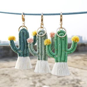 Creative Cactus Key Rings for Women Bag Accessories милый зеленый тканый