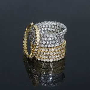 38mm büyük yuvarlak kasnak küpe döşeli 5A kübik zirkon takılar ile altın gümüş kaplamalı kalp şekli bant küpeleri Lady Girl moda mücevherleri hediye