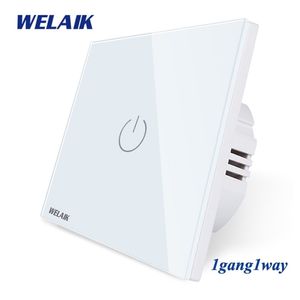 Welaik UK Touch-Switch Crystal-Glass Panel-Switch Switch-Intelligent Switch-Smart-Switch 1Gang-1way светодиодный ламп B1911CW/B T200605
