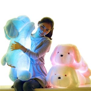 50 cm Yaratıcı Işık Yukarı LED Teddy Köpek Dolması Hayvanlar Aydınlık Peluş Oyuncak Renkli Parlayan Yastıklar Noel Hediyesi Çocuklar Için 220425