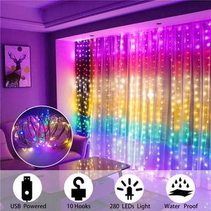 Rainbow String Light LED Fairy Garland Curtain Light For Holiday Party New Year Christmas Decoration Bedroom Lamp