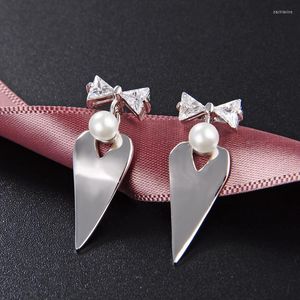 Dangle Avize Japonya Kore Retro Bling Fine Jewelry Sterling Gümüş Damla Küpeler Kadın Seksi Modaya Gizli İnci Toptan Kadınlar E0007