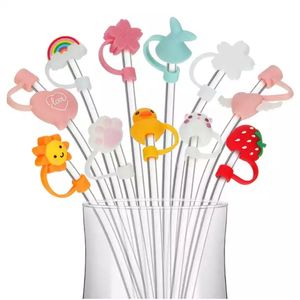 Silicone Straw Tips Multicolor Cartoon Drinking Dust Cap Splash Proof Cover, Straw Accessories FDA Certified 6-8mm Sealing Tools