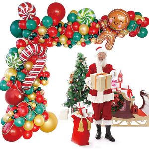 Balões de Natal Garland Arch Kit Green Red White Latex Balão para Festival de Natal Festival Birthday Party Decor