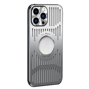 Alüminyum Alaşım Metal Telefon Kılıfları Manyetik Isı Disipasyonu İPhone 13 için Logo Deliği Kesimi ile İle Boşluk 13 12 Pro Max Arka Kapak Şok geçirmez Anti Damla Aşınma Dirençli