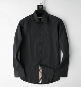 Camisa masculina de luxo magro seda camiseta manga longa casual roupas de negócios xadrez marca 17 cores M-4XL burr89