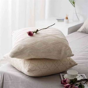Düz renkli kanepe yastık kapağı örme yastık kılıfı ev dekorasyon yumuşak yastık kapağı kanepe kare 50x50cm 210401 için dekoratif yastıklar