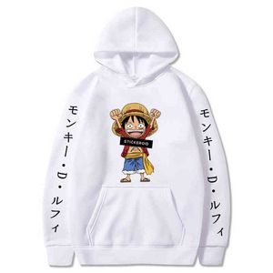 Japonya Anime One Piece Luffy Hoodie Unisex Güneşli Aktif Grafik Sweatshirt 2021 Moda Sokak Giyim G220713