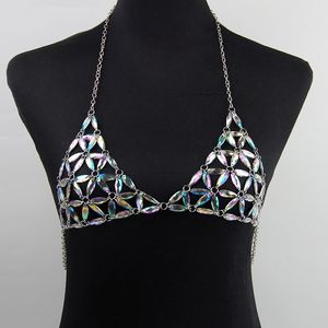 Цепи Винтажное колье блестящее акриловое алмазное бриллиантовое многослойное сеть грудь Сексуальные ожерелья бюстгальтера для женщин пляжные ювелирные изделия