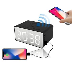 Bluetooth Taşınabilir Hoparlörler Çalar Saat LED Ekran HIFI Stereo Harici Amplifikatör Hoparlör Bas Boombox Cep Telefonu Kablosuz Şarj Cihazı Aux FM Radyo TF Kartı
