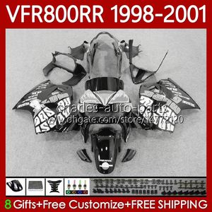 Honda VFR800RR için OEM kaporta VFR800RR INTERCECTOR VFR 800RR 800 CC RR 1998-2001 128NO.119 VFR-800 800CC VFR800R 1998 1999 2000 2001 VFR800 RR Black White 98 99 00 01 Fairing